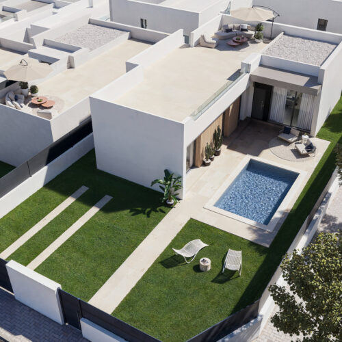 Moderne Design-Villen mit Solarium und Garten