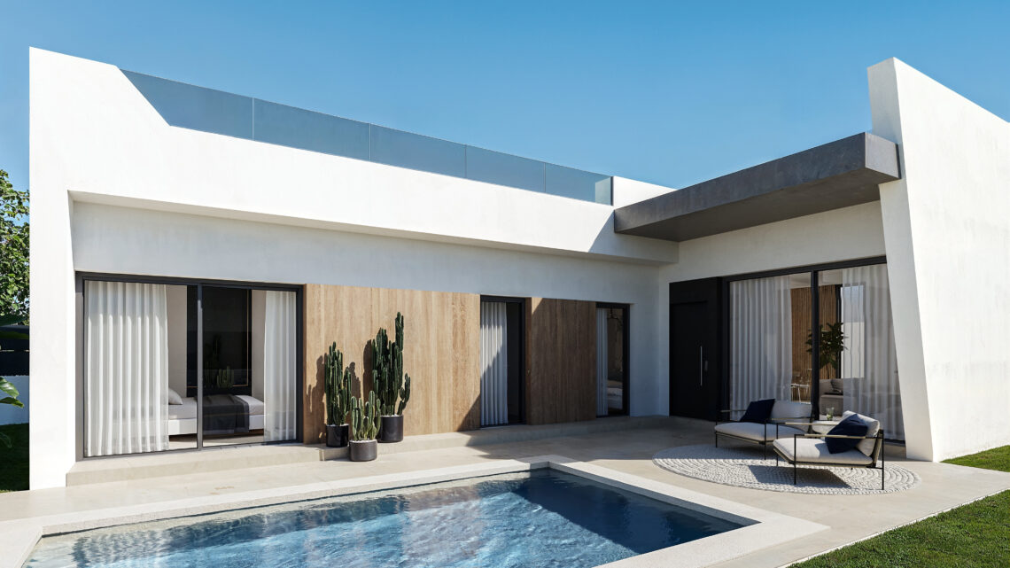 Moderne Design-Villen mit Solarium und Garten